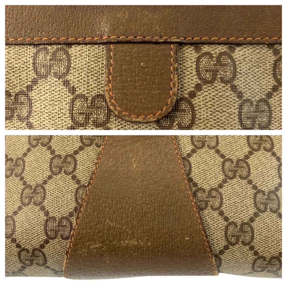Gucci Vintage Sherry Line Beige GG Supreme Canvas Clutch — view 6