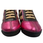 Louis Vuitton Sneakers Leather Embroidery Logo Pink Dark Brown Beige — view 5