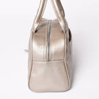Chanel Quilted CC Logo Mini Boston Bag Caviar Leather Blanc Style Gold Silver — view 4