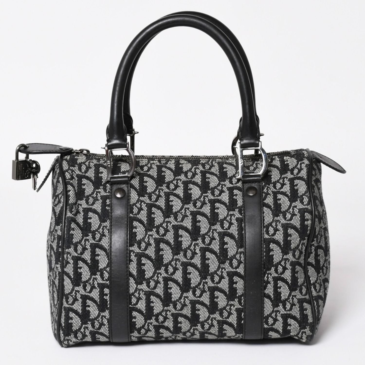 Dior Speedy 25 Handbag Trotter Black Silver