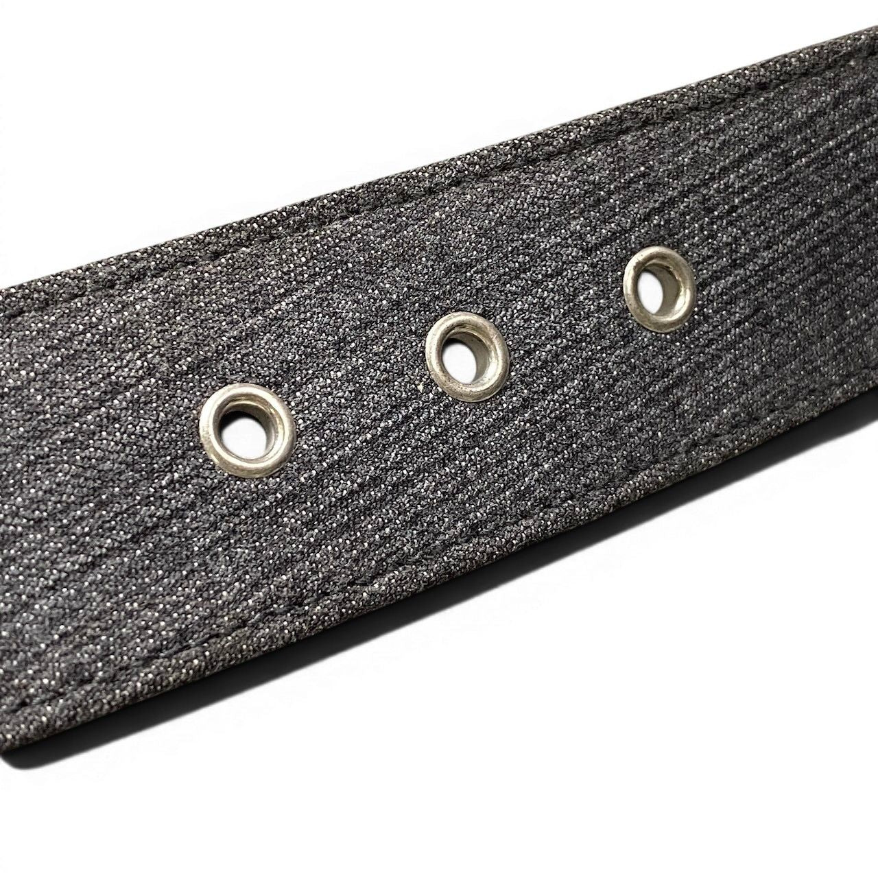 Chanel CC Logo Buckle Denim Leather Belt 36 90 Gray — view 4