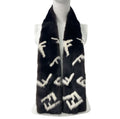 Fendi Mink Scarf FF Zucca Leather Fur Black
