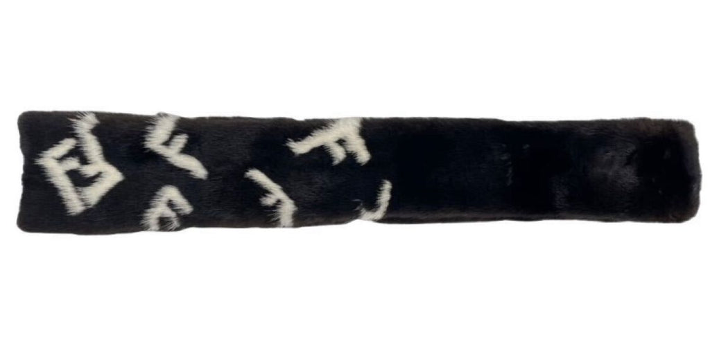 Fendi Mink Scarf FF Zucca Leather Fur Black — view 2