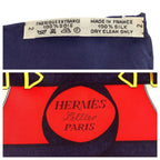 Hermes Yellow Gold Spurs Carre 90 Red Navy Silk Scarf — view 3