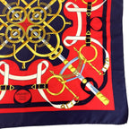 Hermes Yellow Gold Spurs Carre 90 Red Navy Silk Scarf — view 8