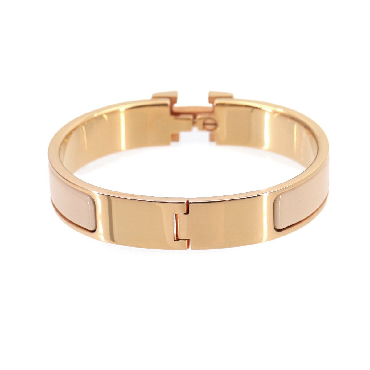 Hermes Clic PM Bangle Beige Pink Gold Bracelet — view 3