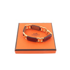 Hermes Motif Bracelet Bangle Leather Rouge Ash Gold — view 2