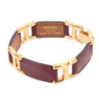 Hermes Motif Bracelet Bangle Leather Rouge Ash Gold — view 4