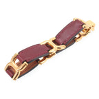 Hermes Motif Bracelet Bangle Leather Rouge Ash Gold — view 3