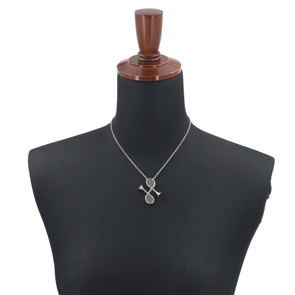 Hermes Col Necklace Grimeia Silver Swift Horn Motif — view 7