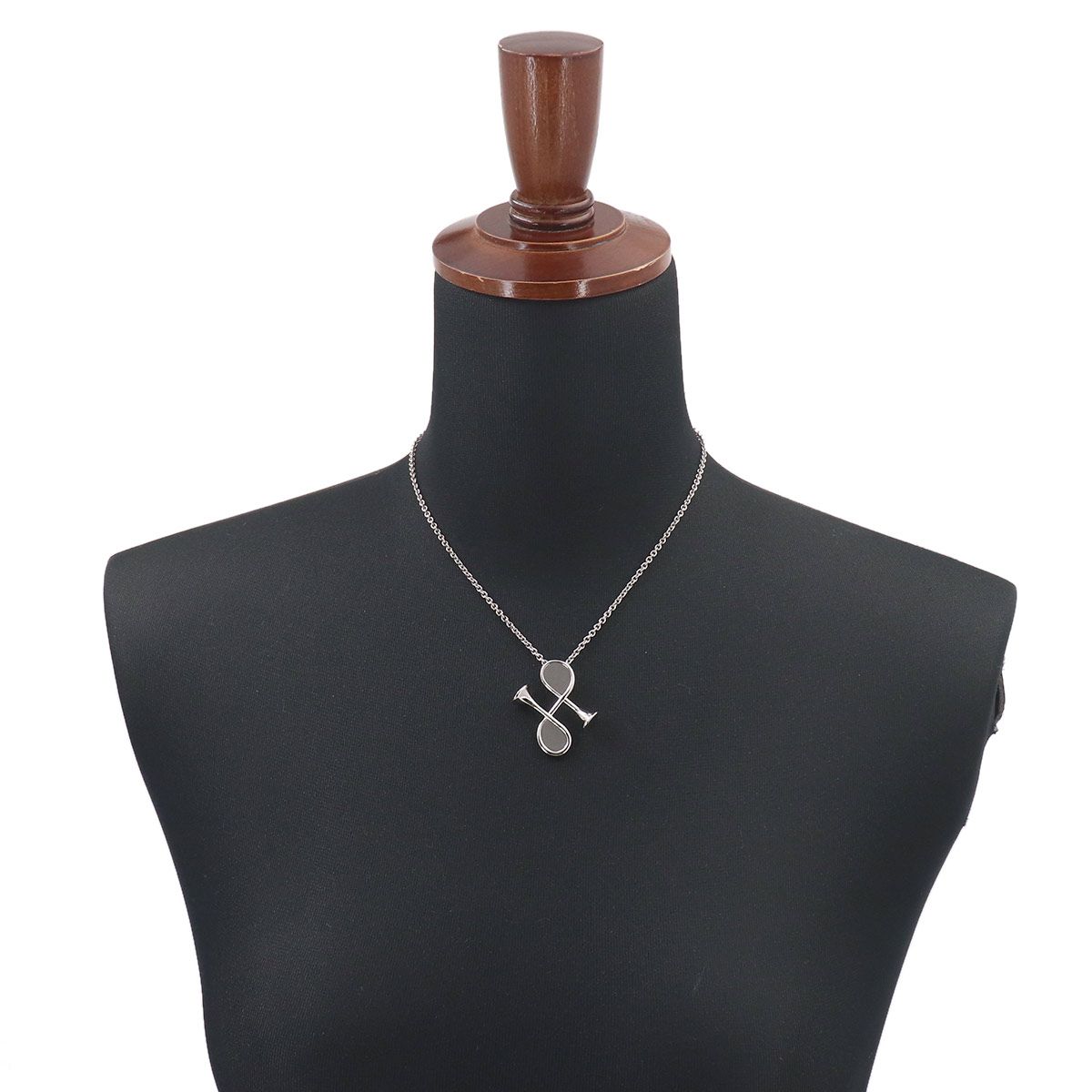 Hermes Col Necklace Grimeia Silver Swift Horn Motif — view 7