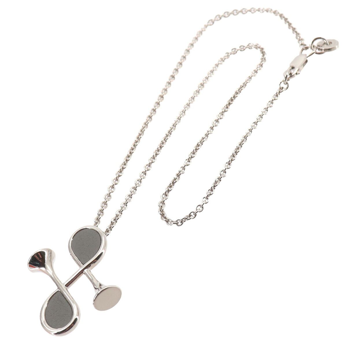 Hermes Col Necklace Grimeia Silver Swift Horn Motif — view 3