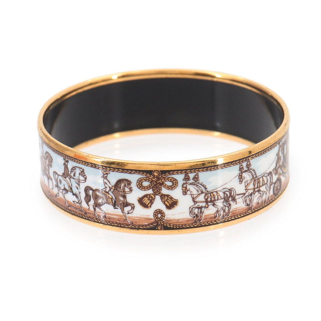 Hermes Enamel GM Bangle Bracelet Multicolor Gold Carriage Email GM — view 3