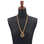 Chanel CC Logo Lava Necklace Gold Black Vintage — view 5