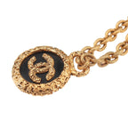 Chanel CC Logo Lava Necklace Gold Black Vintage — view 3