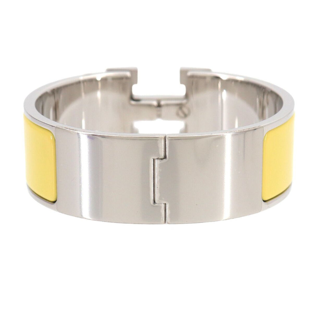 Hermes Clic Clac PM Bangle White Jaune Citron Silver Bracelet — view 2