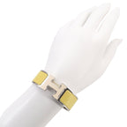 Hermes Clic Clac PM Bangle White Jaune Citron Silver Bracelet — view 6