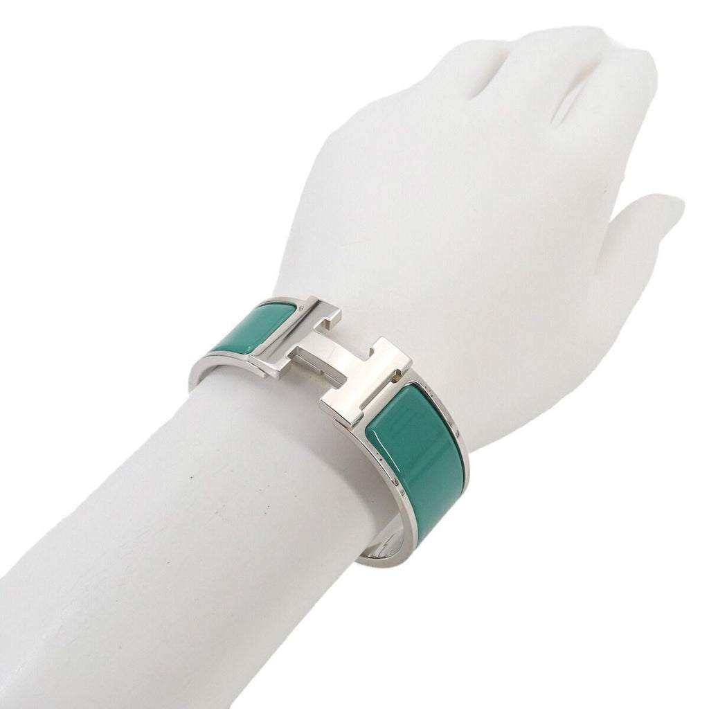 Hermes Clic Clac PM Bangle White Jaune Citron Silver Bracelet — view 5