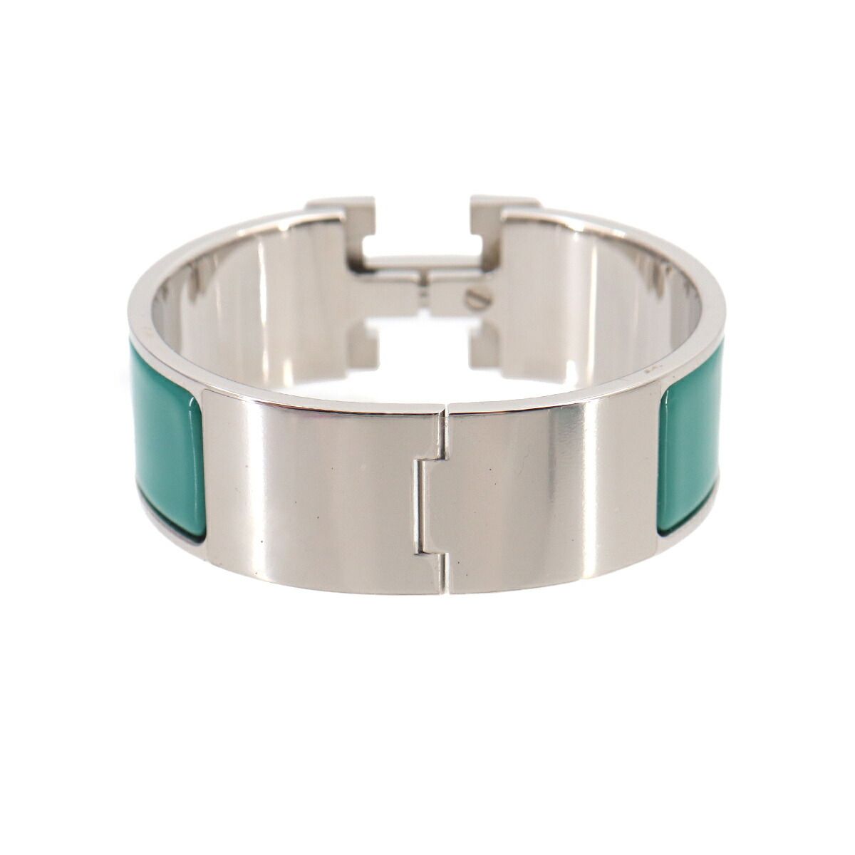 Hermes Clic Clac PM Bangle White Jaune Citron Silver Bracelet — view 2