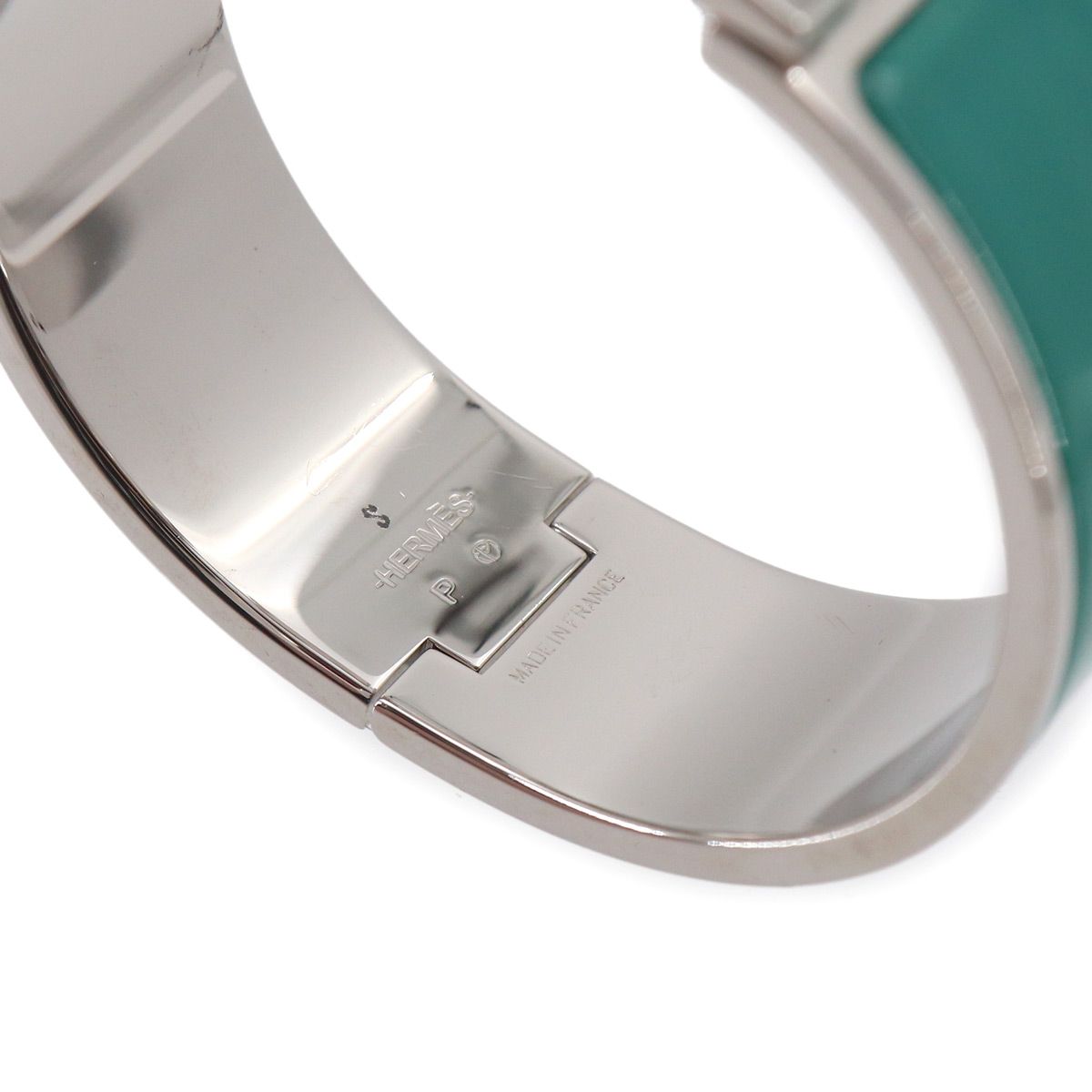Hermes Clic Clac PM Bangle White Jaune Citron Silver Bracelet — view 4