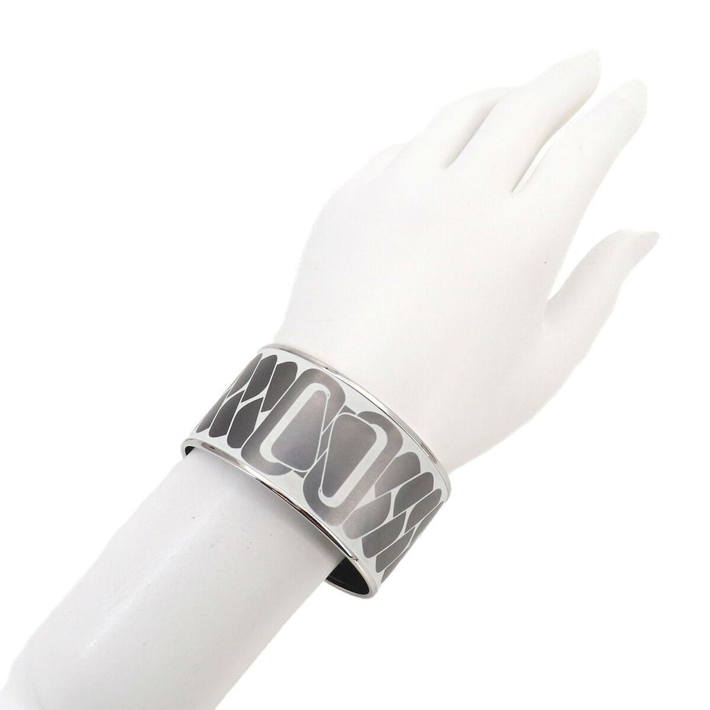 Hermes Enamel TGM Bangle Bracelet White Gray Silver Email TGM — view 7