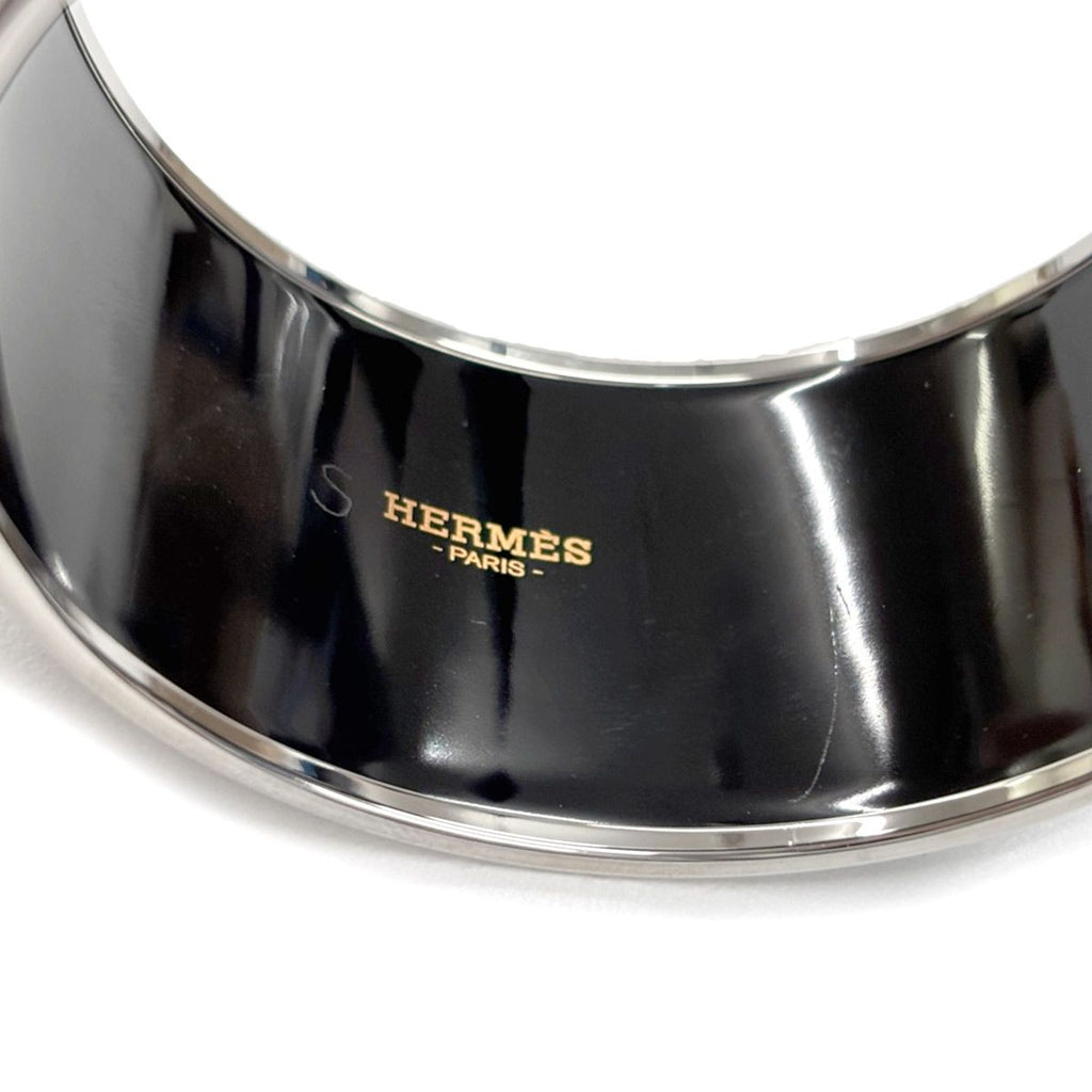 Hermes Enamel TGM Bangle Bracelet White Gray Silver Email TGM — view 6