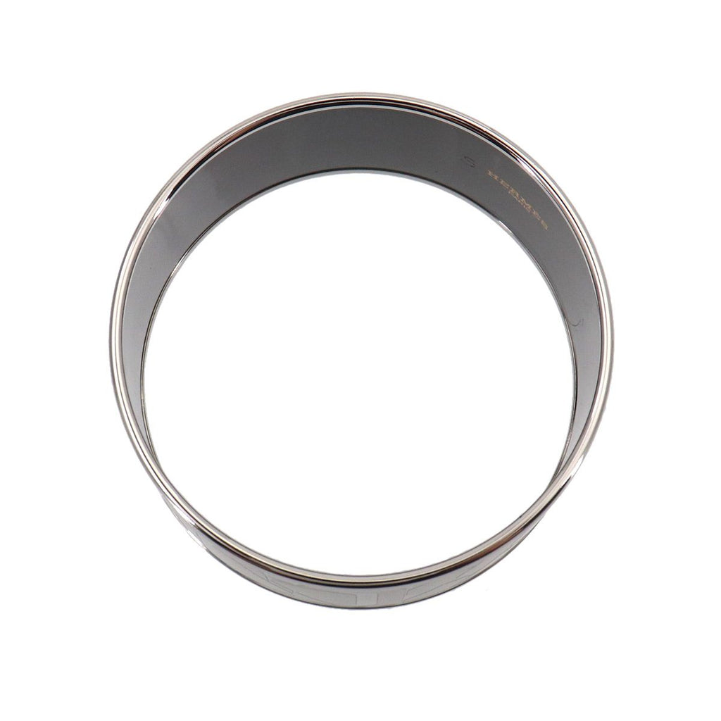 Hermes Enamel TGM Bangle Bracelet White Gray Silver Email TGM — view 5