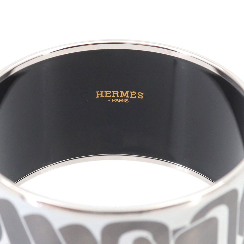 Hermes Enamel TGM Bangle Bracelet White Gray Silver Email TGM — view 3