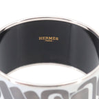 Hermes Enamel TGM Bangle Bracelet White Gray Silver Email TGM — view 3