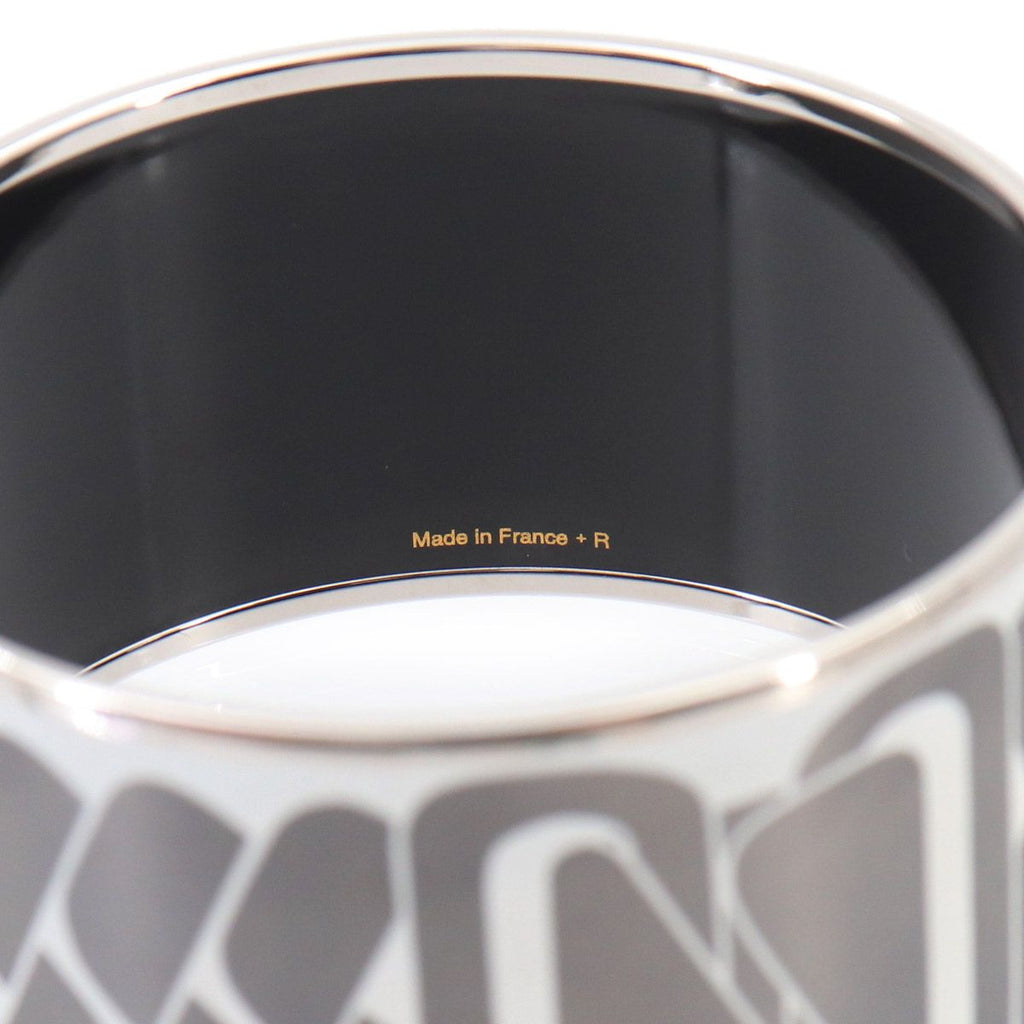 Hermes Enamel TGM Bangle Bracelet White Gray Silver Email TGM — view 4