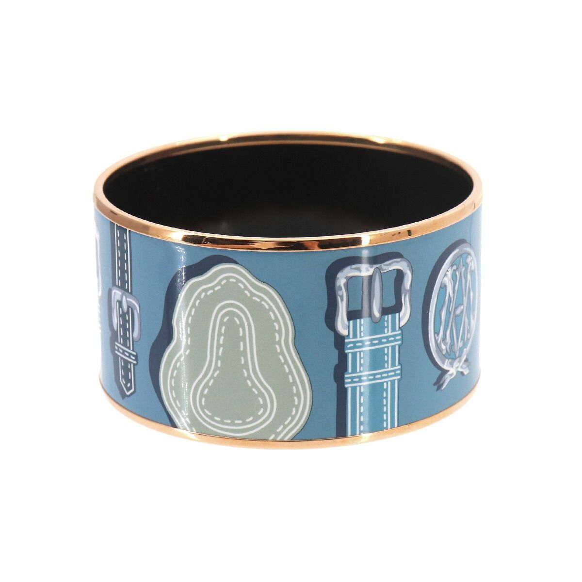 Hermes Enamel TGM Bangle Bracelet Blue Multicolor Gold Email TGM — view 2