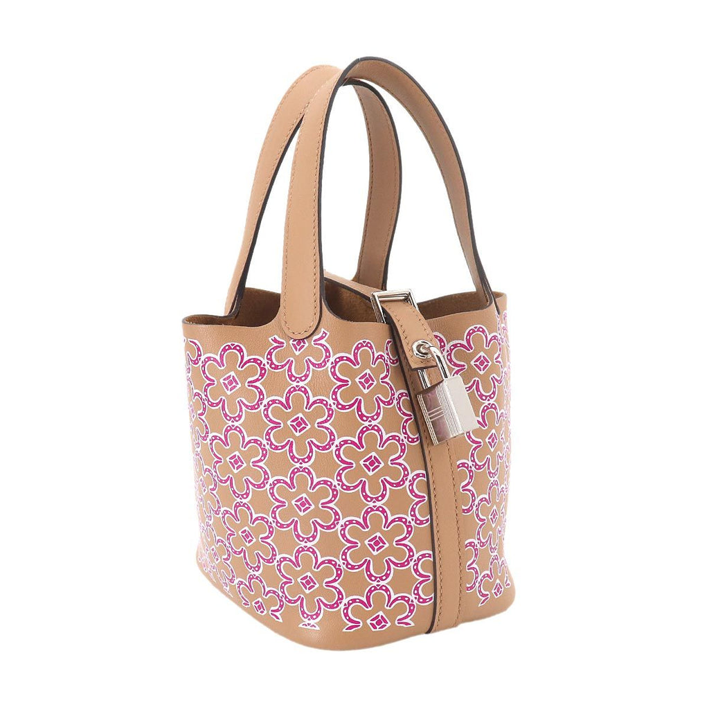 Hermes Picotin Lock Micro Lucky Daisy Hand Bag Swift Chai Rose Blanc — view 3