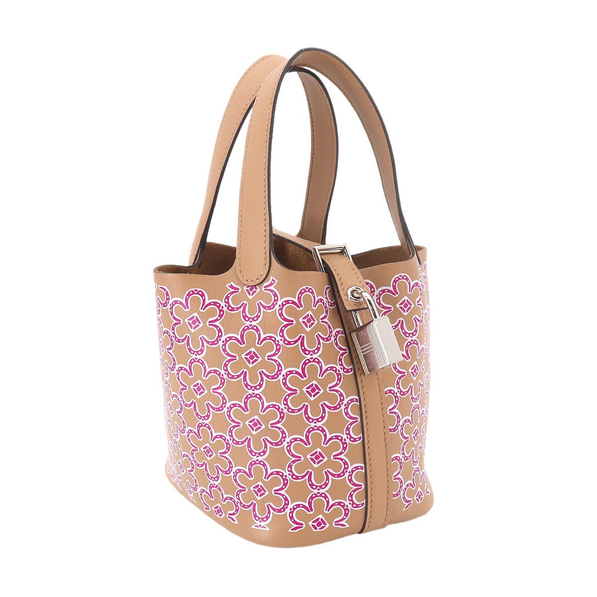 Hermes Picotin Lock Micro Lucky Daisy Hand Bag Swift Chai Rose Blanc — view 3