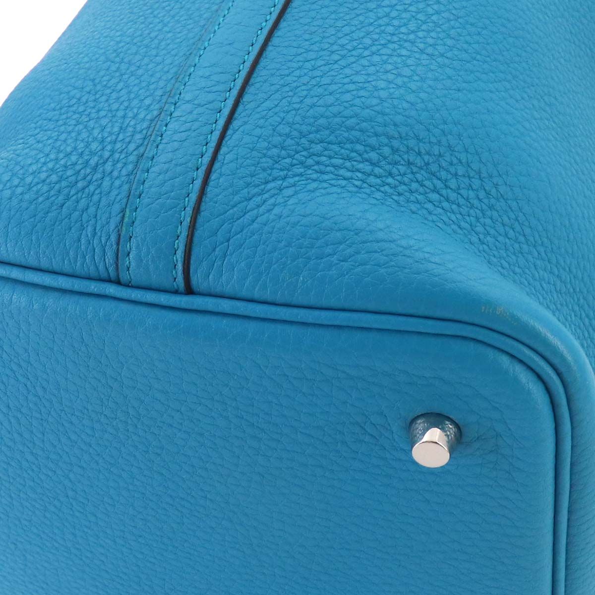 Hermes Picotin Lock Hand Bag Taurillon Clemence Blue Zanzibar Silver — view 9