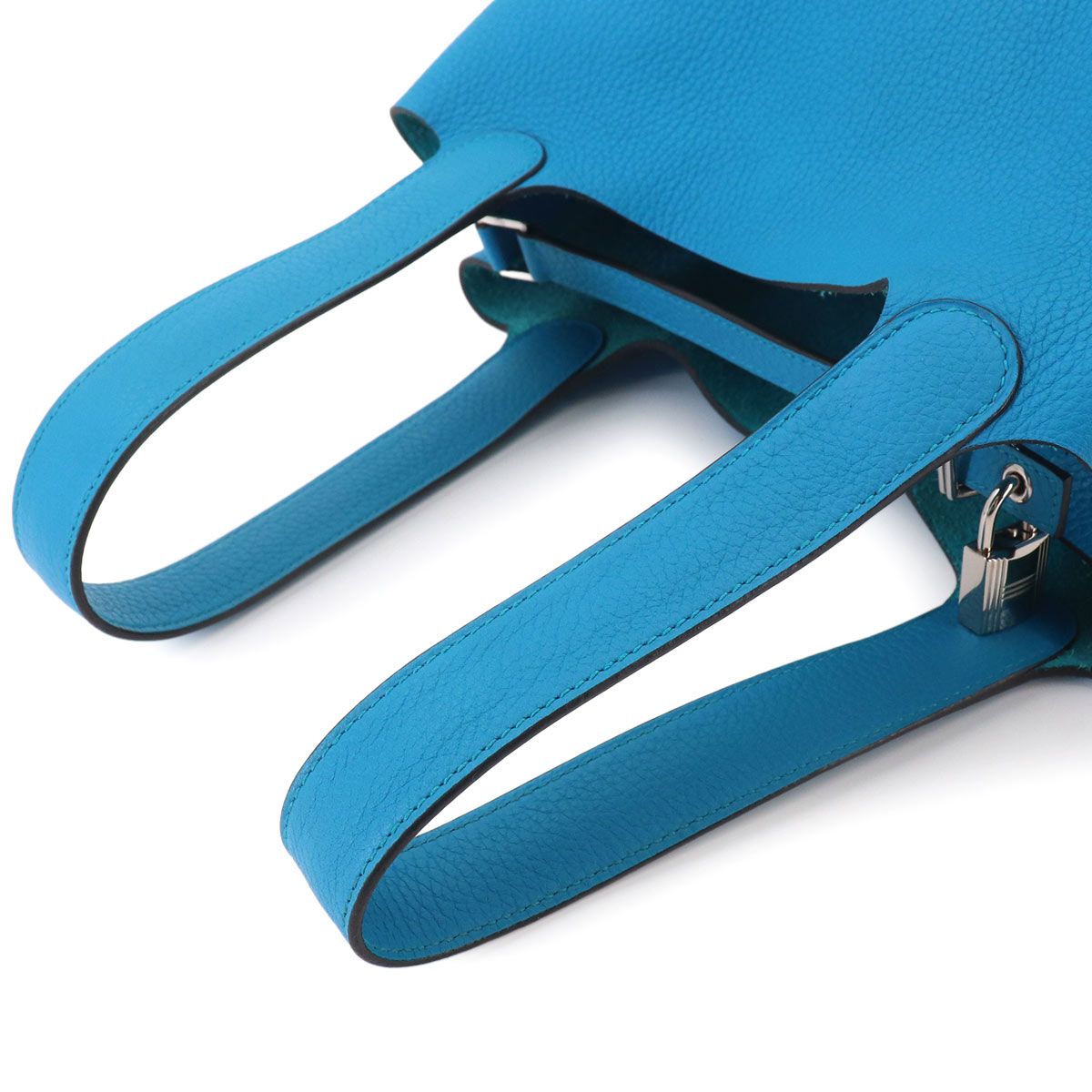 Hermes Picotin Lock Hand Bag Taurillon Clemence Blue Zanzibar Silver — view 5
