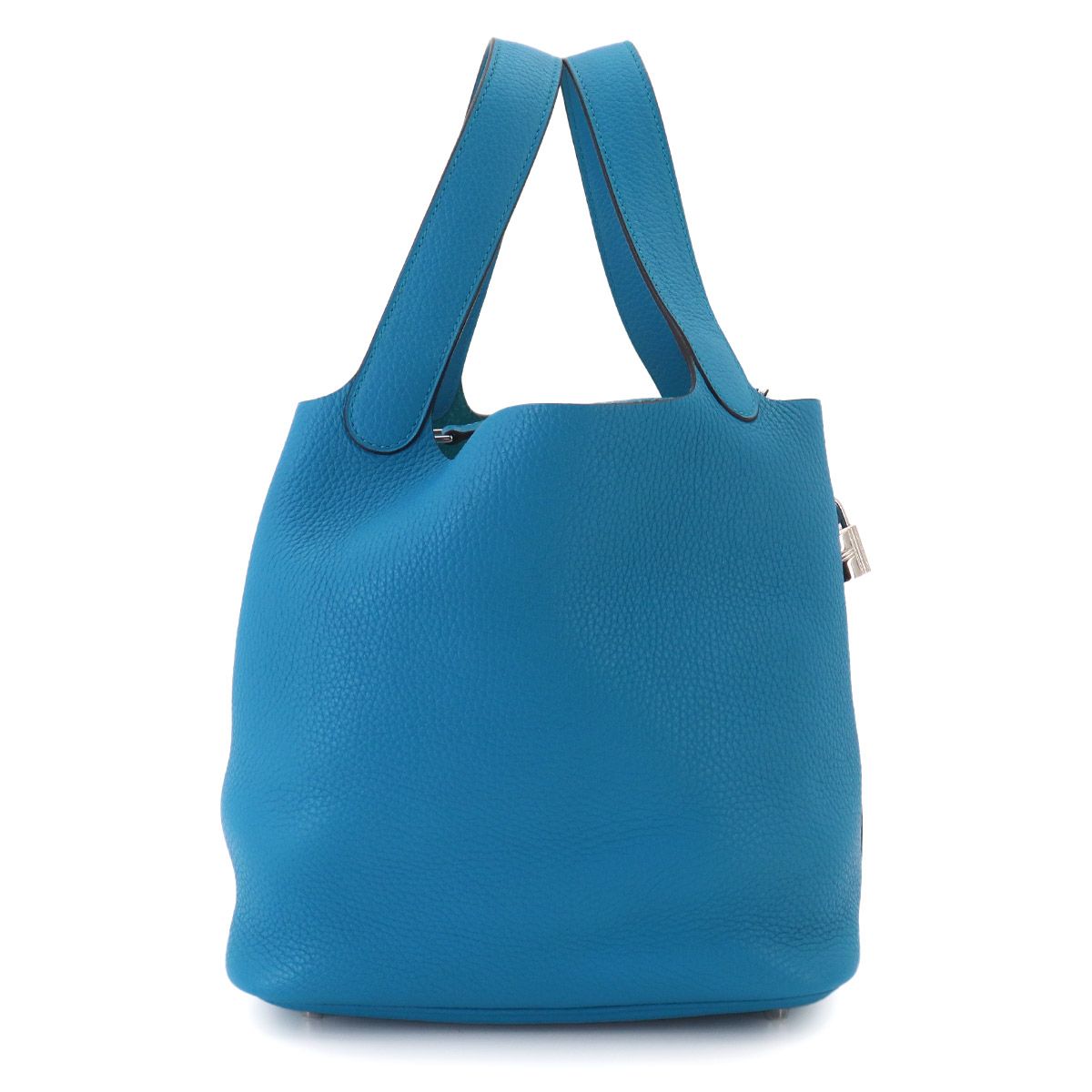 Hermes Picotin Lock Hand Bag Taurillon Clemence Blue Zanzibar Silver — view 2
