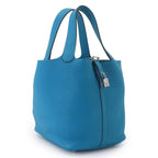 Hermes Picotin Lock Hand Bag Taurillon Clemence Blue Zanzibar Silver — view 3