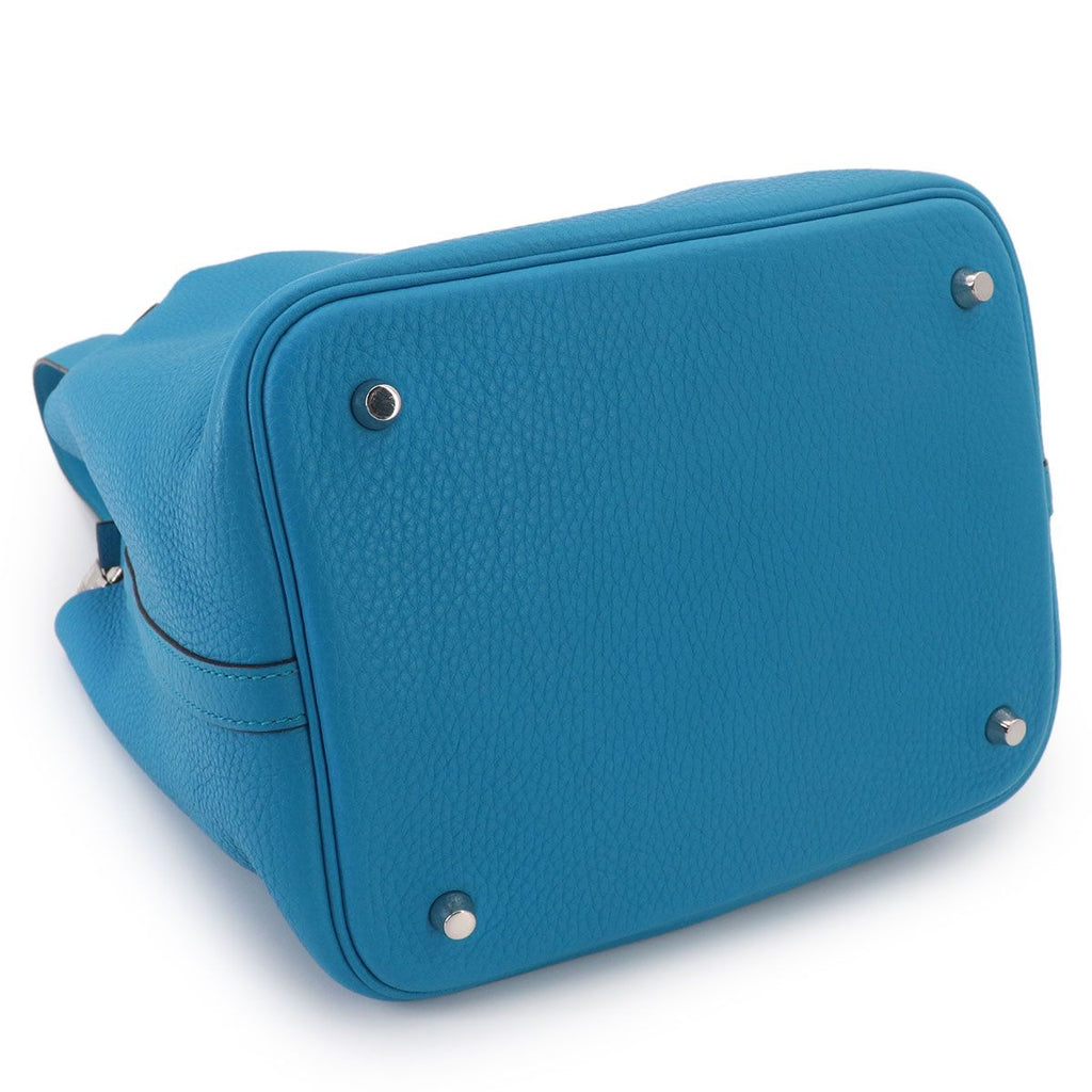 Hermes Picotin Lock Hand Bag Taurillon Clemence Blue Zanzibar Silver — view 4