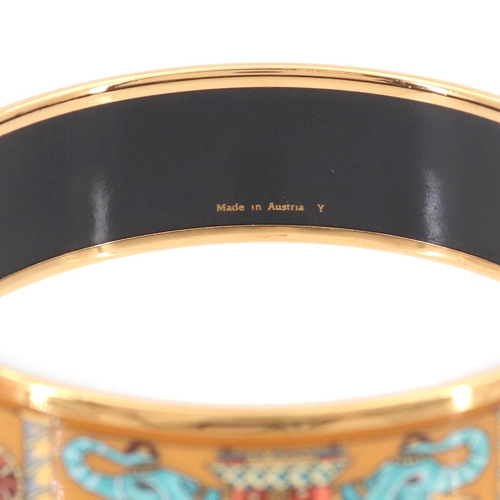 Hermes Enamel GM Bangle Bracelet Mustard Multicolor Gold Elephant — view 5