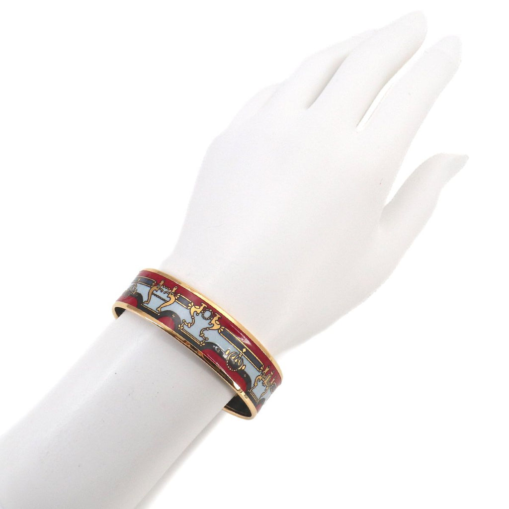 Hermes Enamel Bangle Bracelet Red Multicolor Gold Email — view 6