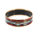 Hermes Enamel Bangle Bracelet Red Multicolor Gold Email — view 2