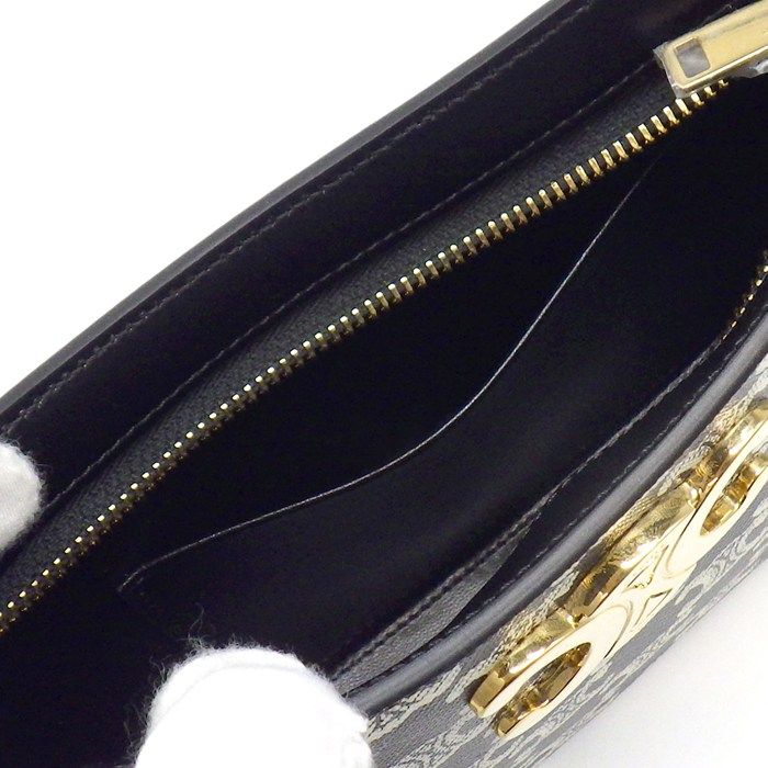 Celine Shoulder Bag Tilly Black White Triomphe Canvas Leather — view 6