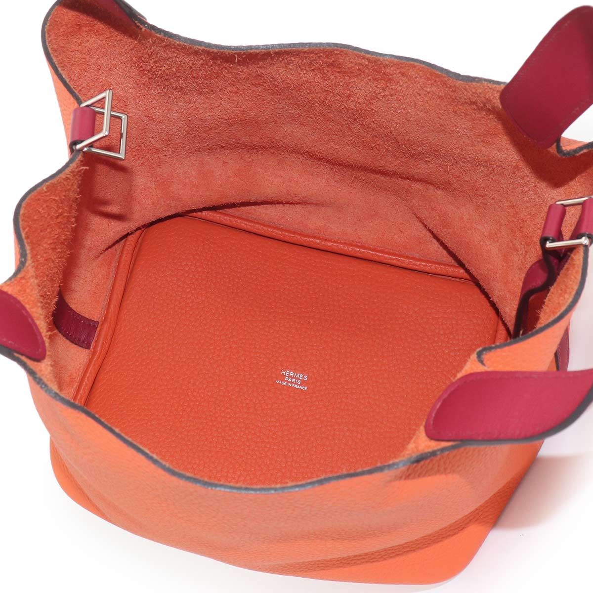 Hermes Picotin Lock Touch Hand Bag Taurillon Clemence Swift Rouge Grena Orange — view 6