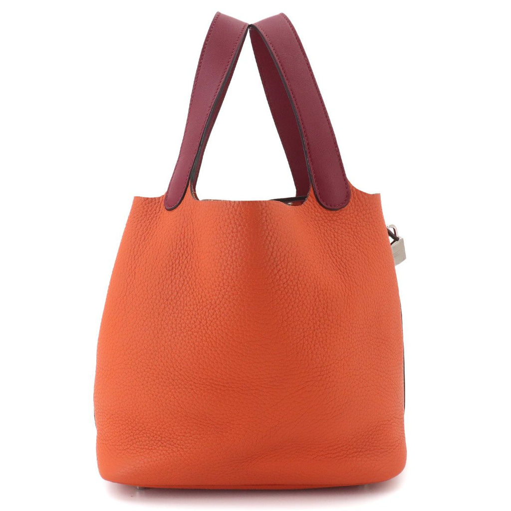 Hermes Picotin Lock Touch Hand Bag Taurillon Clemence Swift Rouge Grena Orange — view 2