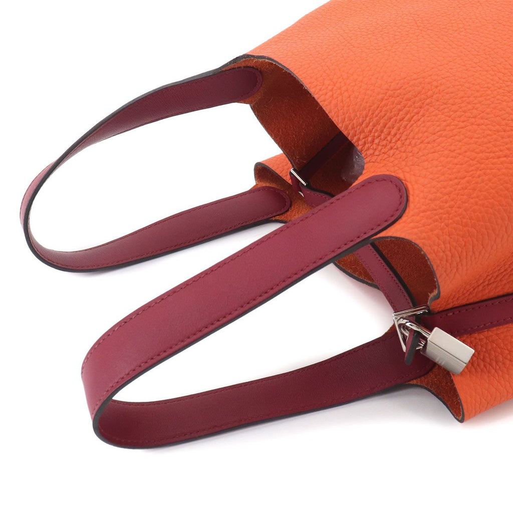 Hermes Picotin Lock Touch Hand Bag Taurillon Clemence Swift Rouge Grena Orange — view 5