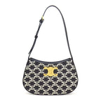 Celine Shoulder Bag Tilly Black White Triomphe Canvas Leather