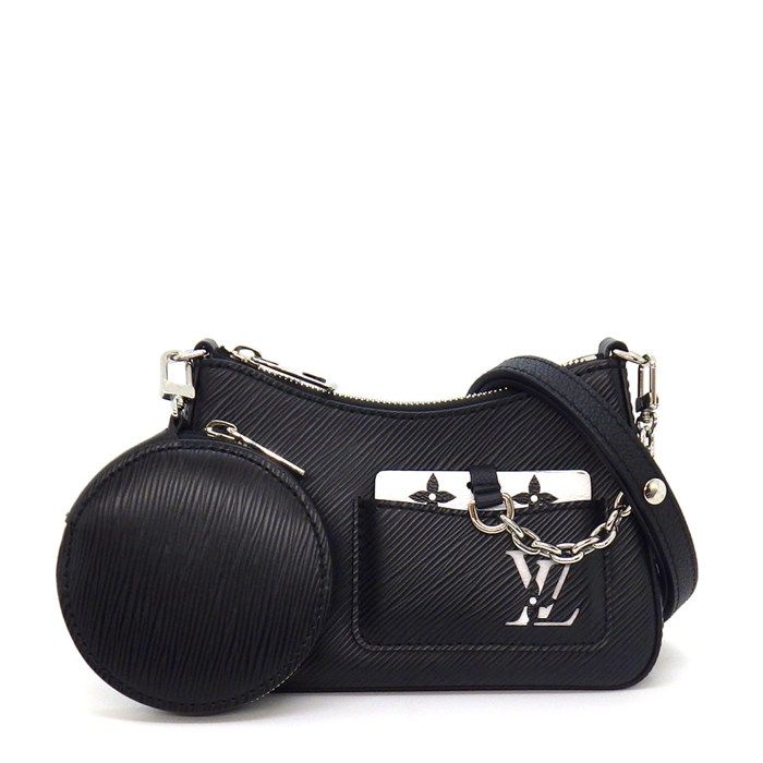 Louis Vuitton Shoulder Bag Marais Rini Noir White Epi Leather Silver