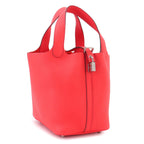 Hermes Picotin Lock 18 PM Hand Bag Taurillon Clemence Rose Texas Silver — view 4