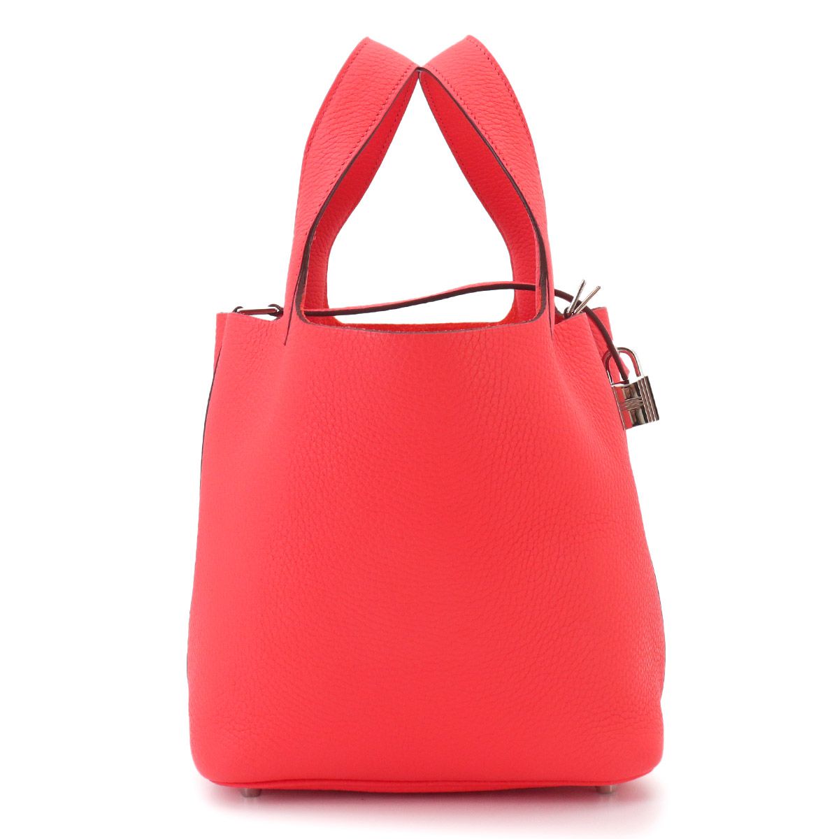 Hermes Picotin Lock 18 PM Hand Bag Taurillon Clemence Rose Texas Silver — view 3