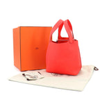 Hermes Picotin Lock 18 PM Hand Bag Taurillon Clemence Rose Texas Silver — view 2